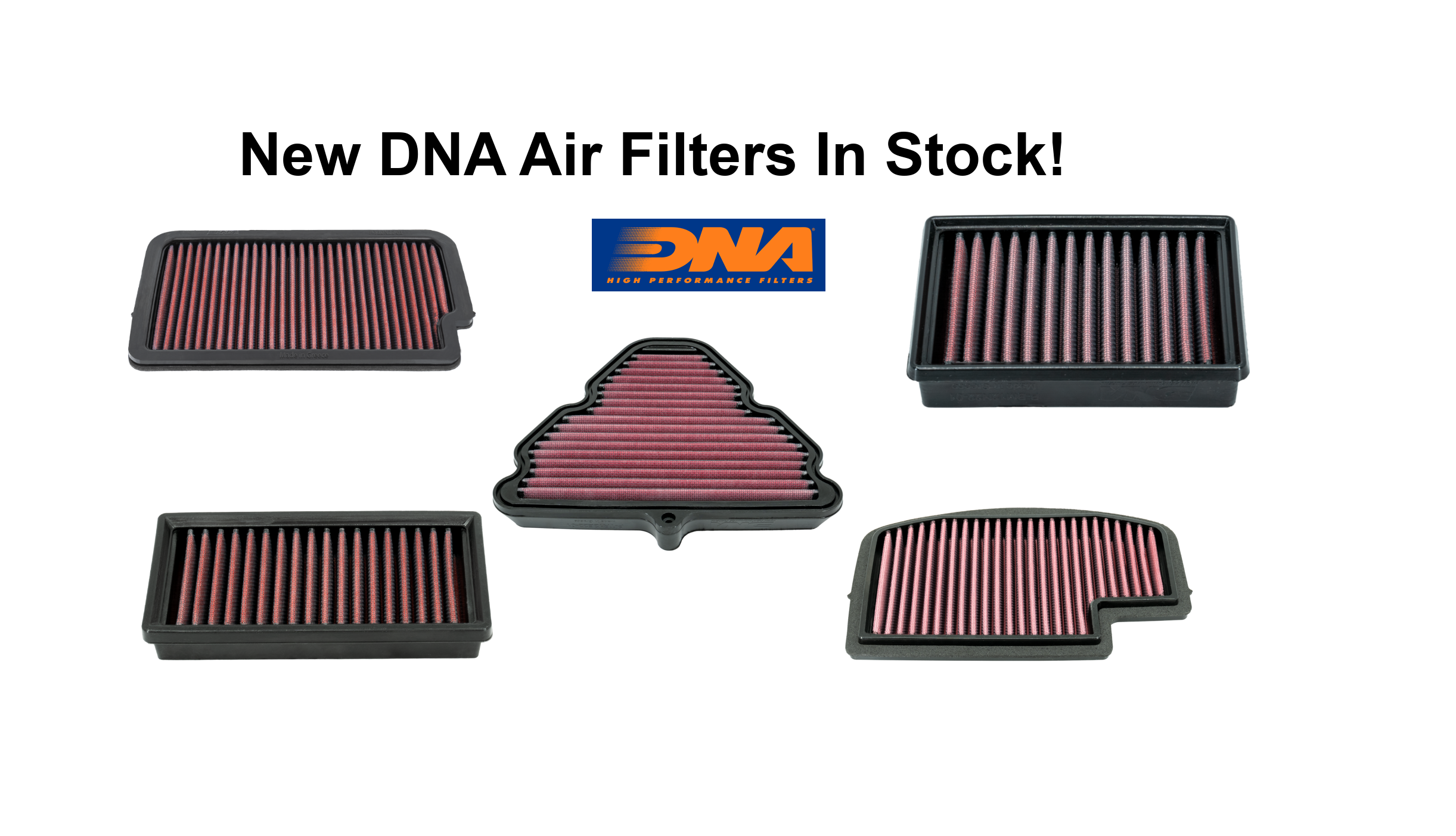 New DNA air filters available for Yamaha, Ducati, BMW, And Trumph Motorcycles