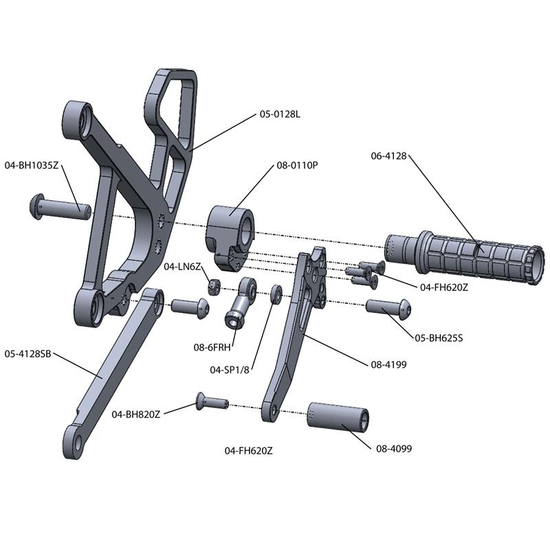 Woodcraft 2009-2021 Kawasaki Ninja 650  STD / GP Shift Complete Rearset Kit w/ Pedals