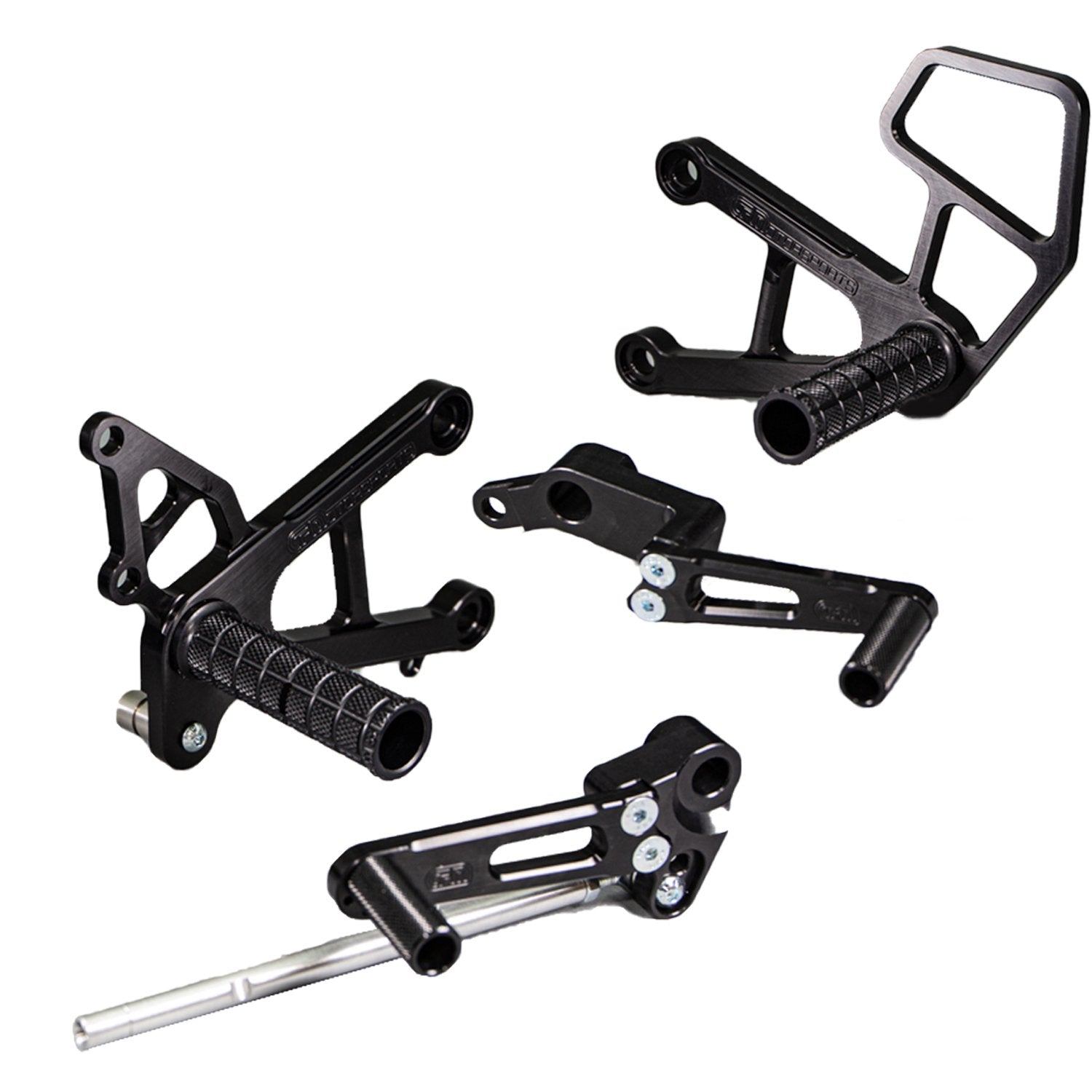 Woodcraft 2007-2008 Kawasaki Ninja ZX6 STD / GP Shift Complete Rearset Kit w/ Pedals