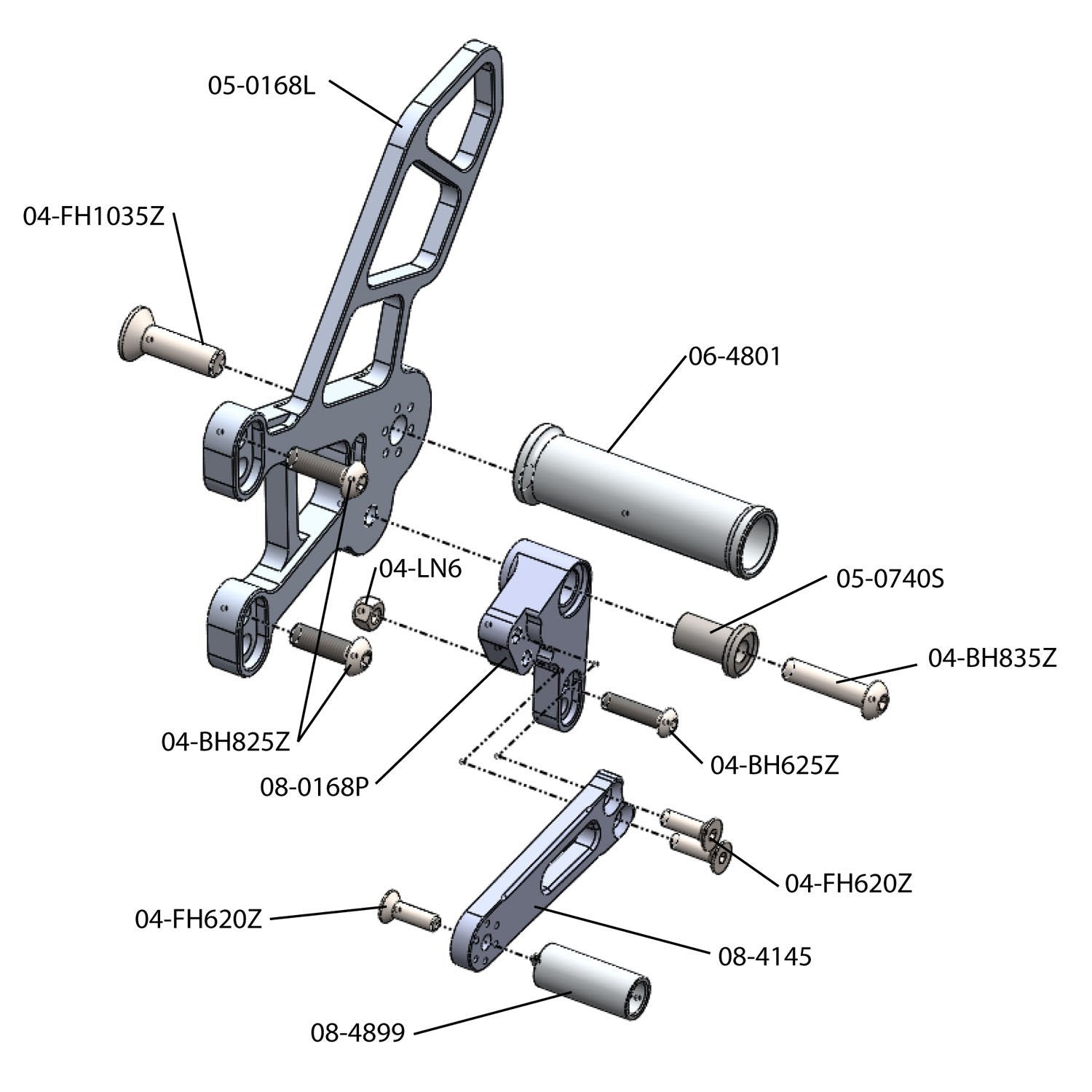 Woodcraft 2011-2015 Kawasaki Ninja ZX10  STD Shift Complete Rearset Kit w/ Pedals