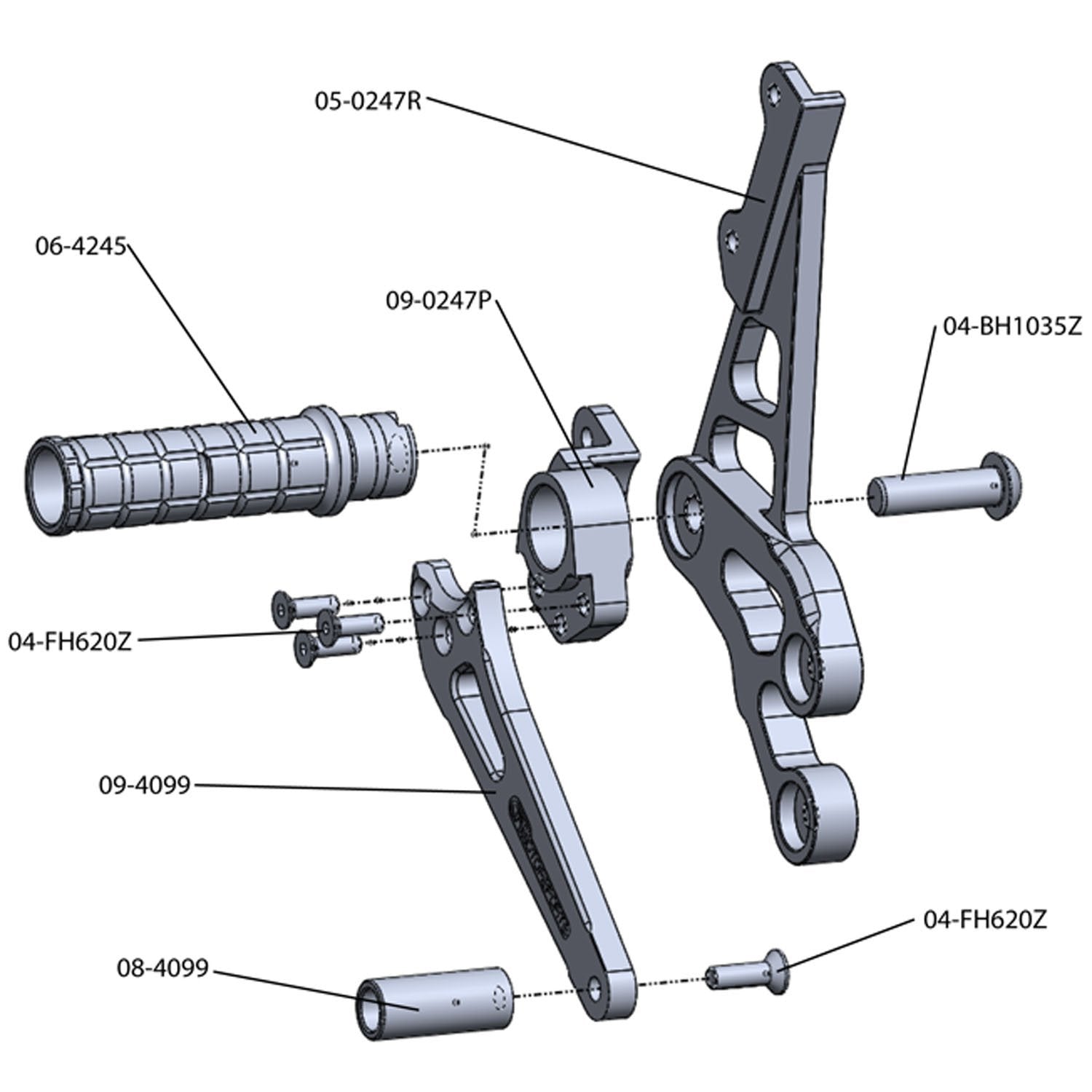 Woodcraft 2006-2010 Suzuki GSX-R600 GSXR750 STD/ GP Shift Complete Rearset Kit w/ Pedals