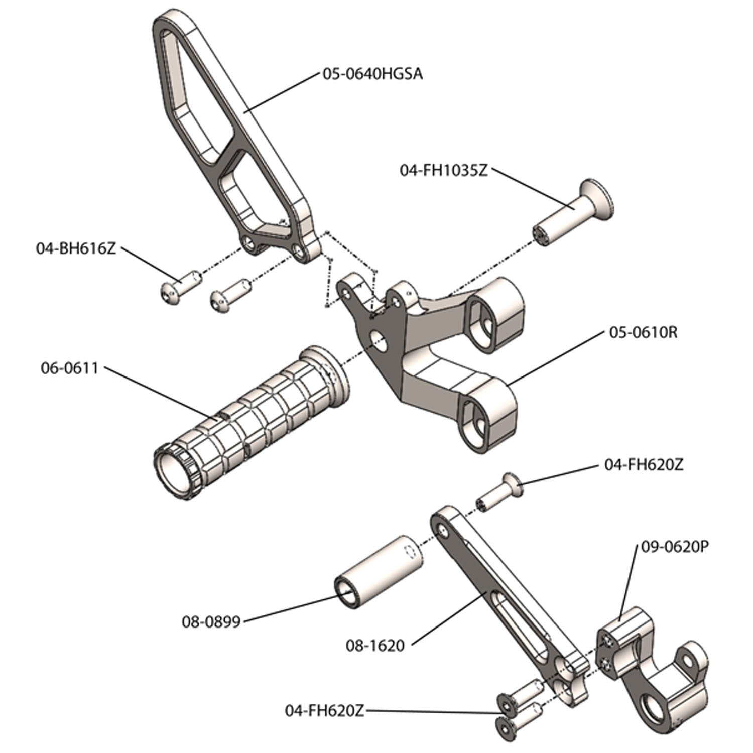 Woodcraft Ducati 748 916 996 998 STD / GP Shift Complete Rearset Kit w/ Pedals