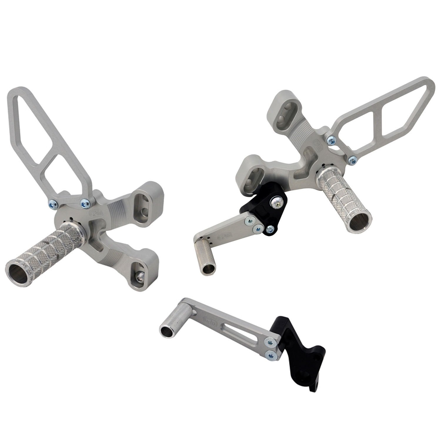 Woodcraft Ducati 848 1098 1198 EVO STD / GP Shift Complete Rearset Kit w/ Pedals - Silver