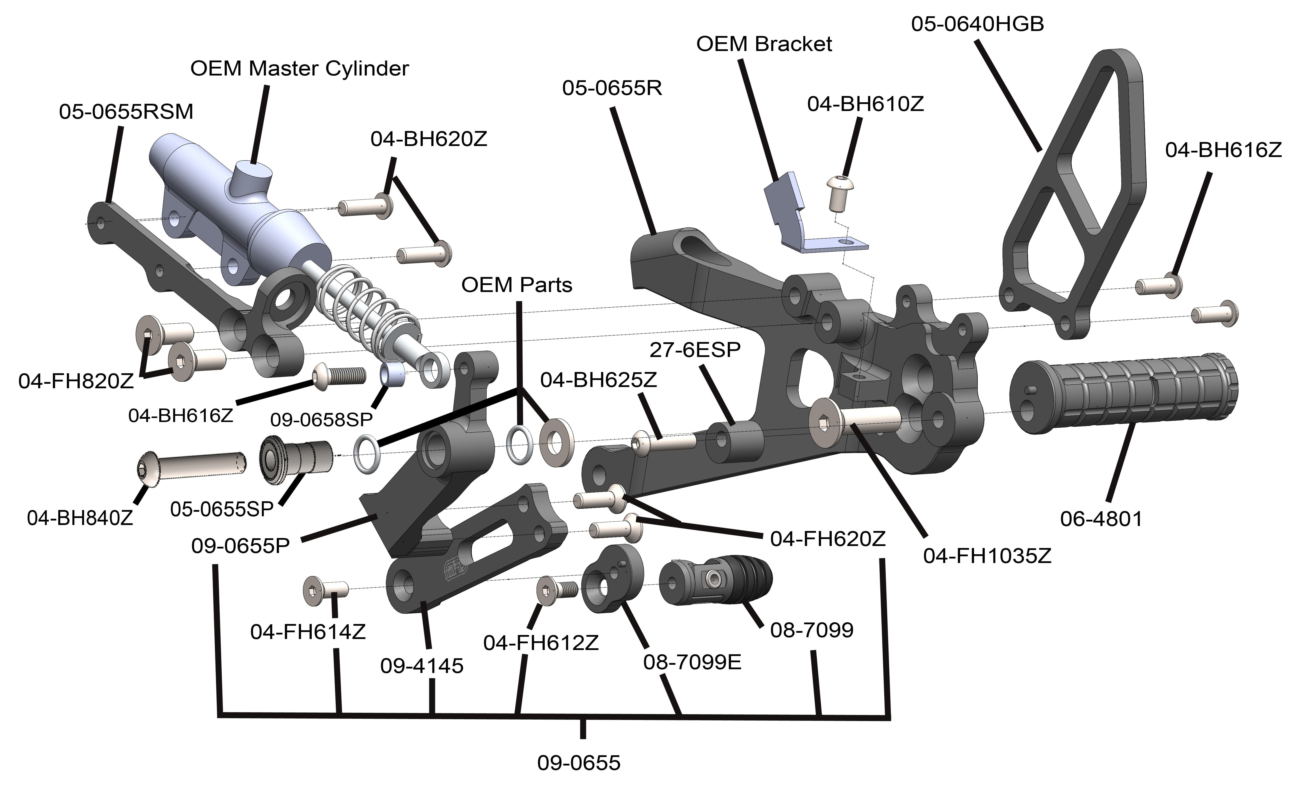 Woodcraft 2020-2021 Ducati Panigale V4 V4S Streetfighter Complete Rearset