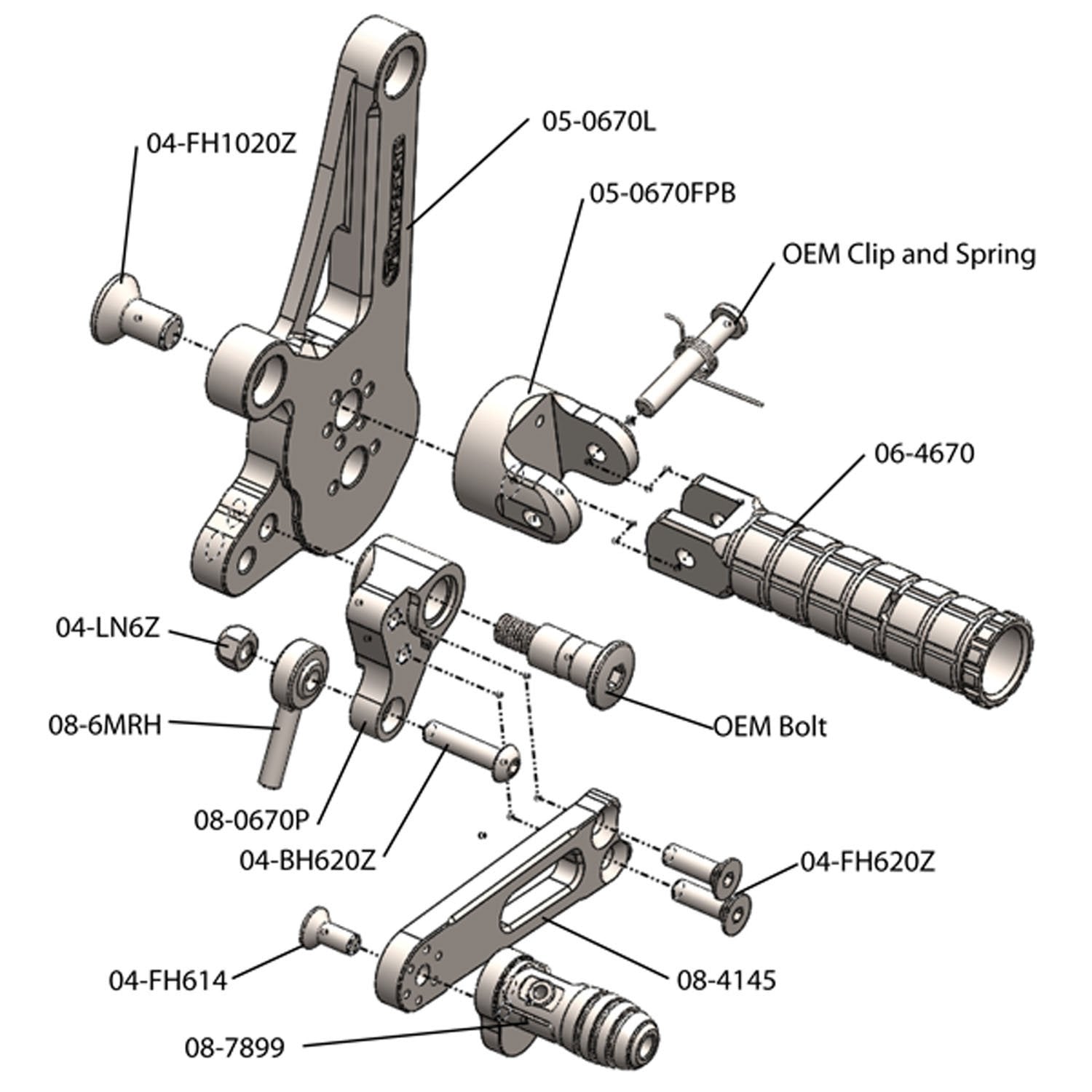 Woodcraft 2011-2018 Ducati Diavel STD Shift Complete Rearset w/ Pedals