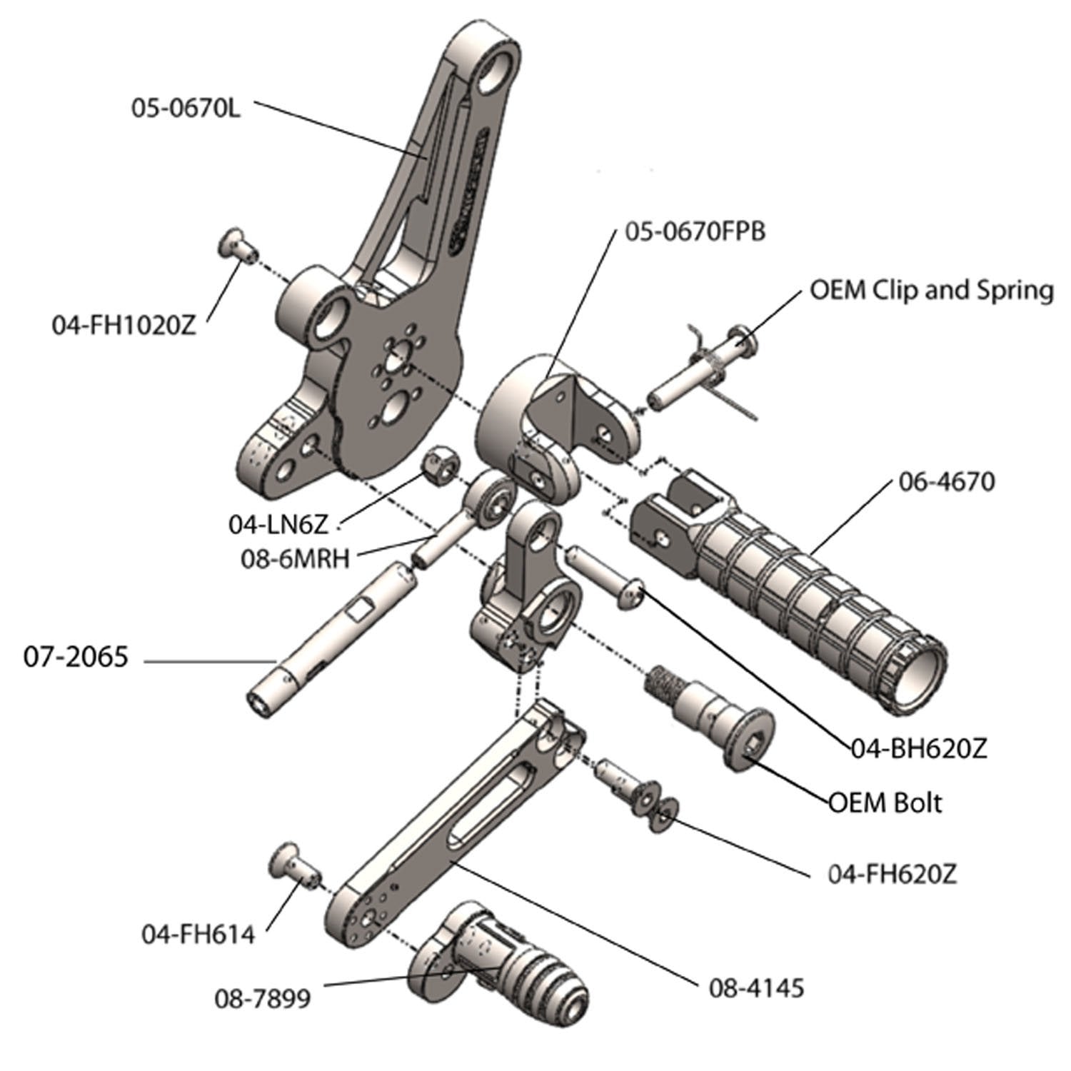 Woodcraft Ducati 1198 Diavel GP Shift Adjustable Complete Rearset w/ Pedals