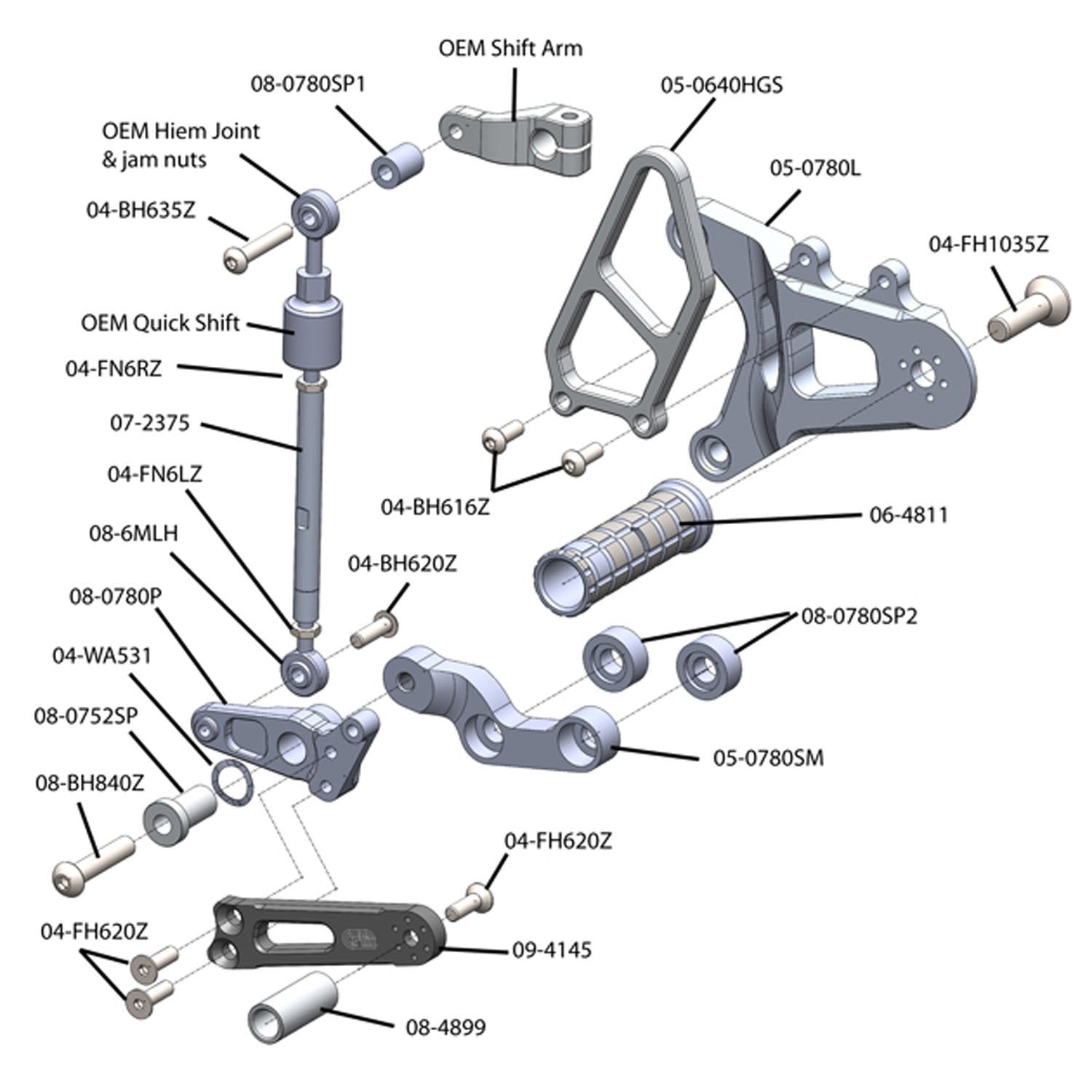 Woodcraft MV Agusta F3 675 F3 800 Brutale 675 800 STD / GP Shift Complete Rearset Kit w/ Pedals