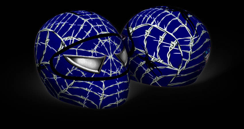 black spiderman motorcycle helmets Skullskins Spider-Man Wired Web Blue Full Face Motorcycle Helmet Cover