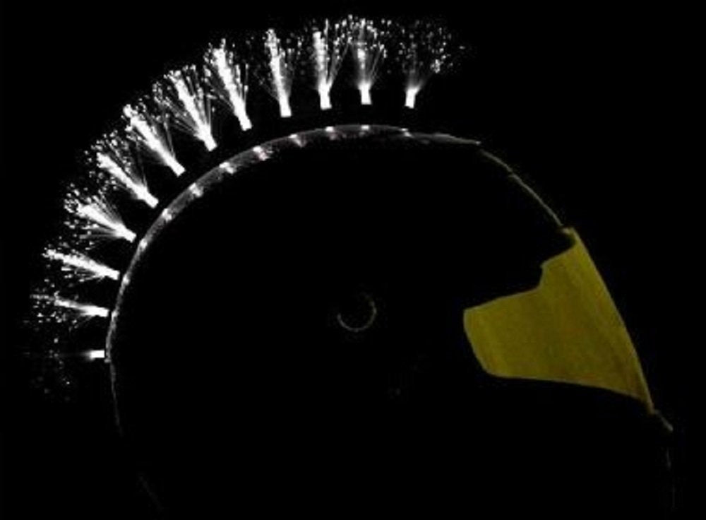 White Fiber Optic Led Motorcyle Helmet Mohawk