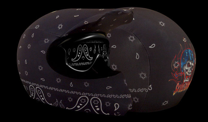 bandana print motorcycle helmet Skullskins Black Bandana Off Road Motorcycle Helmet Cover