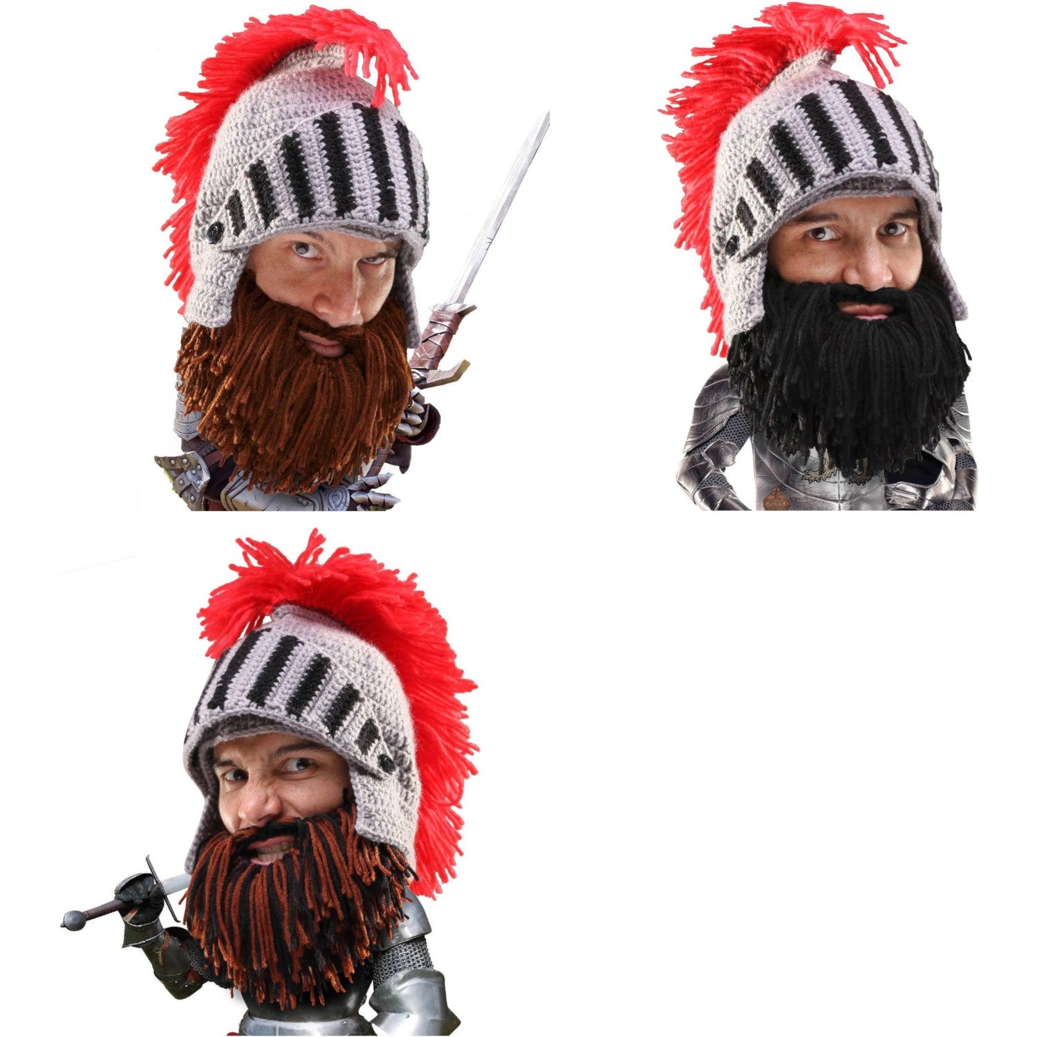 Beard Head Barbarian Knight Bearded Face Mask & Hat (3 Colors)