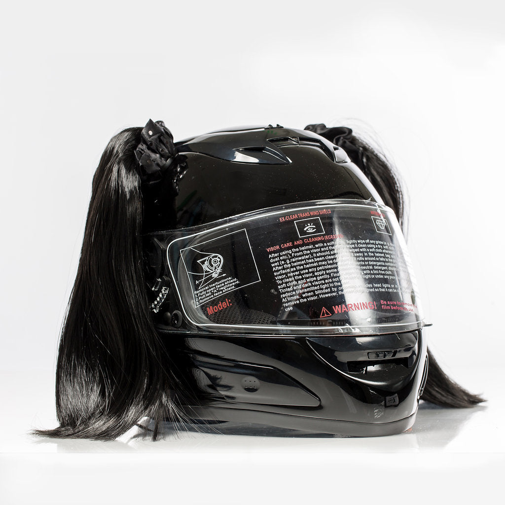 Stick On Motorcycle Helmet Pigtails (9 Styles)