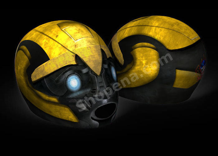 bumble motorcycle helmet cover Skullskins Transformed Yellow Bumblebee Full Face Motorcycle Helmet Cover