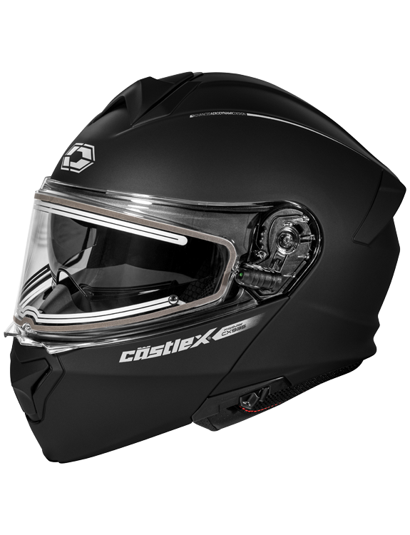 Castle-X CX935 Matte Black Modular Electric Snowmobile Helmet