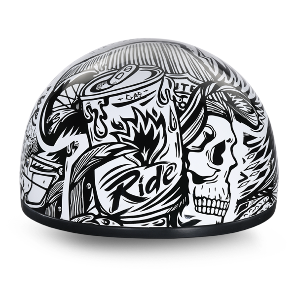 Daytona Live Fast D.O.T.  Skull Cap Half Motorcycle Helmet (2XS-2XL)