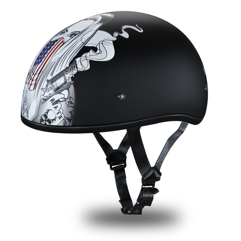 Daytona Make 'Em Pay Skull Cap Half Motorcycle Helmet (2XS - 2XL)