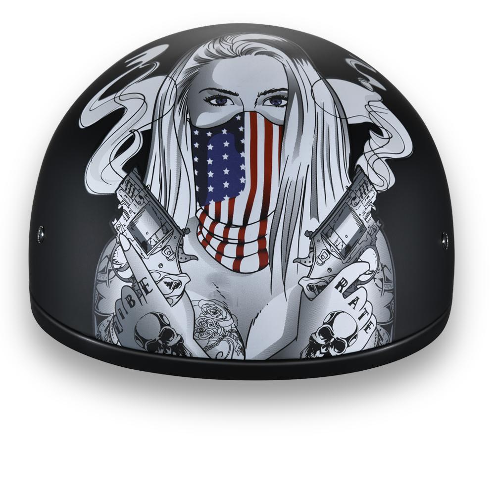 Daytona Make 'Em Pay Skull Cap Half Motorcycle Helmet (2XS - 2XL)