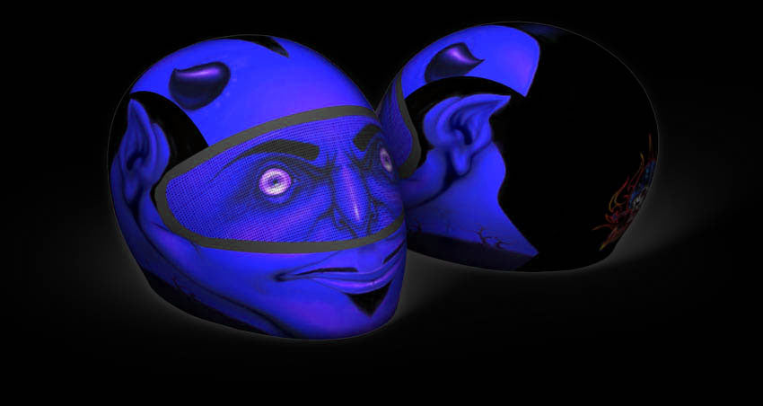 devil motorcycle helmet Skullskins Blue Devil Full Face Motorcycle Helmet Cover