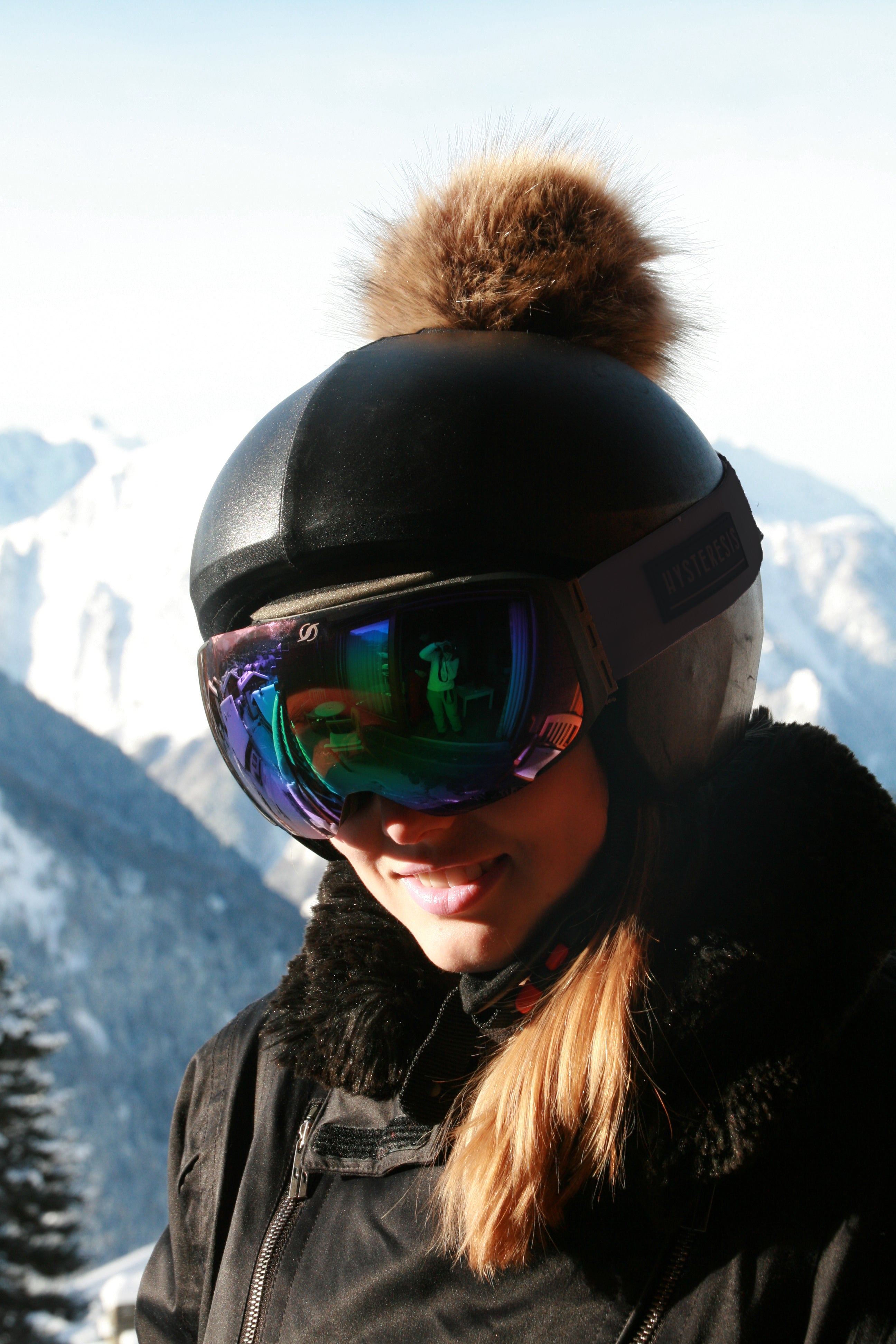 Coolcasc Black Brown Pon Pon Helmet Cover