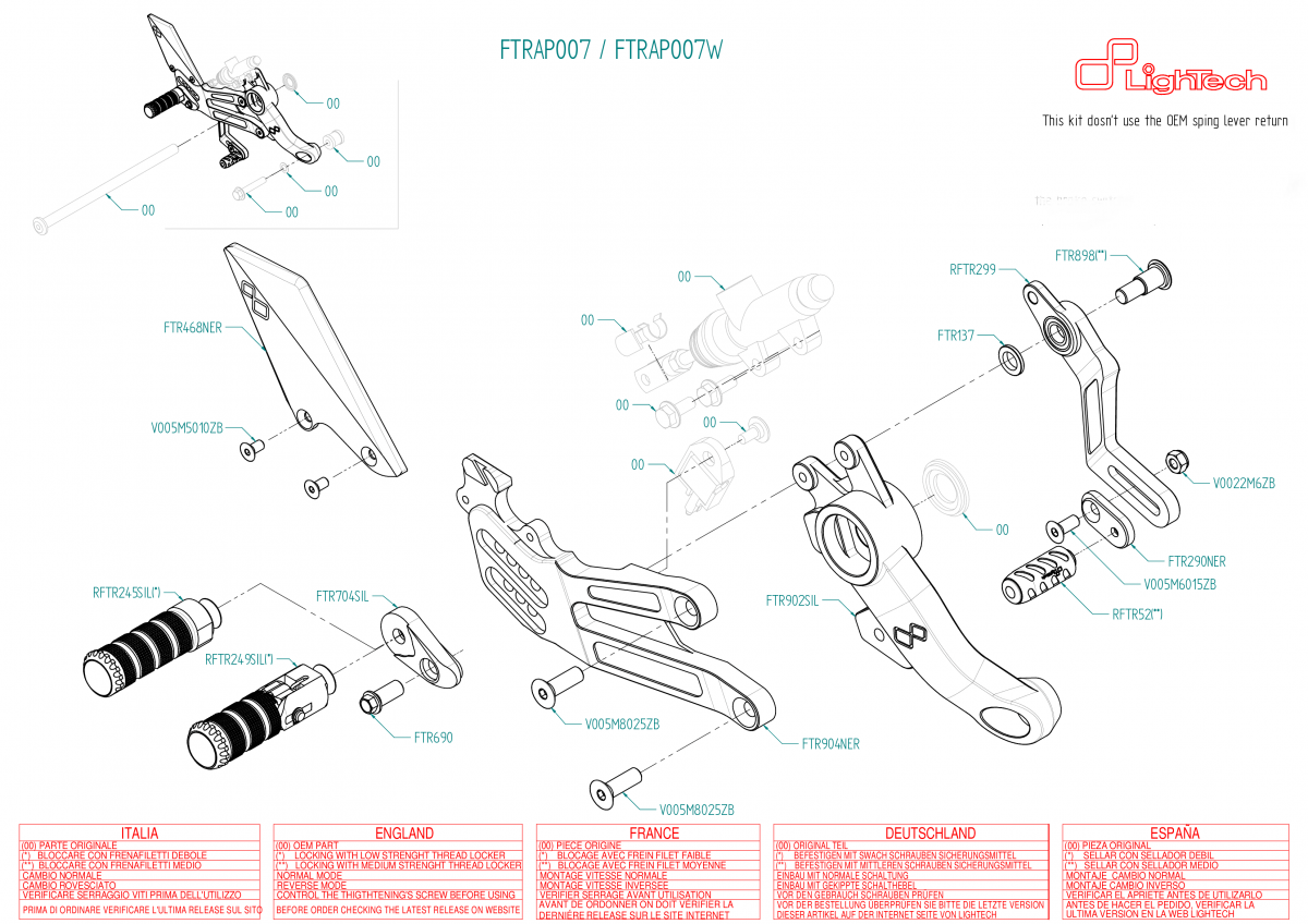 Lightech 2021 Aprilia RS 660 Standard Shift Rearsets