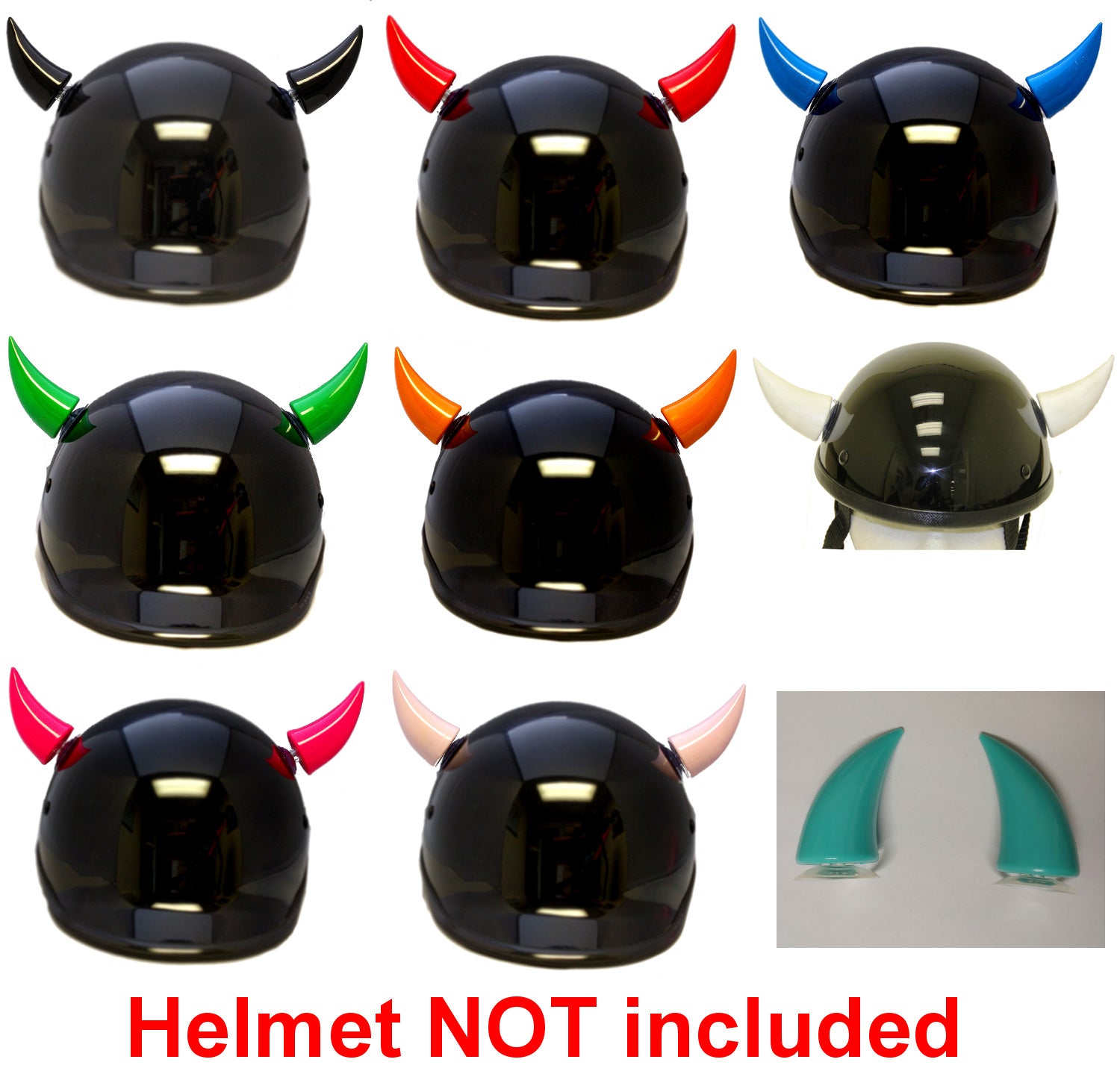 Stick On Motorcycle Helmet Horns (1 Pair) (10 Colors) Stick On Motorcycle Helmet Horns (1 Pair) (10 Colors)