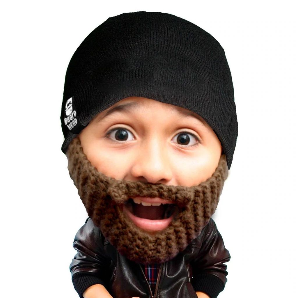 Beard Head Kid Populous Brown Bearded Face Mask & Hat