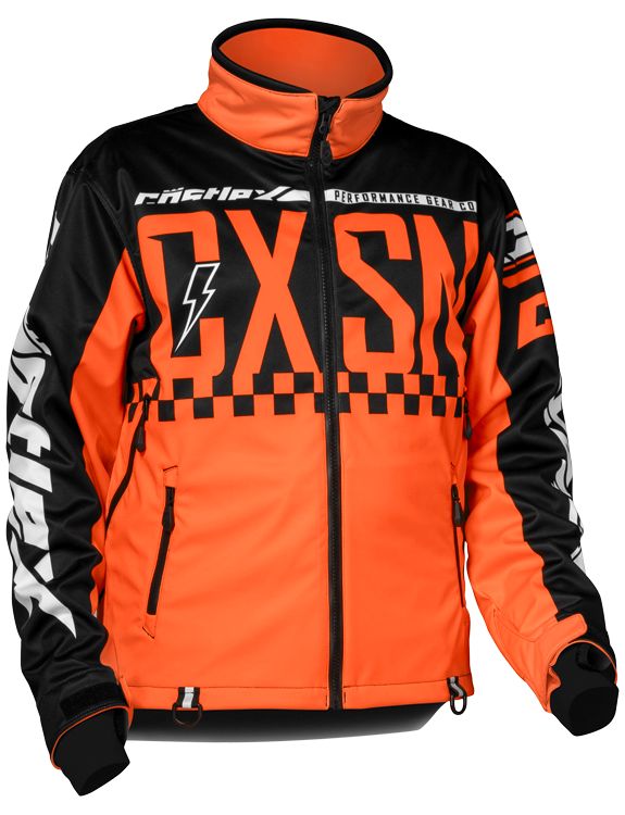 Castle R22 Orange Black White Winter Snowmobile Snocross Race Jacket (S - XL)