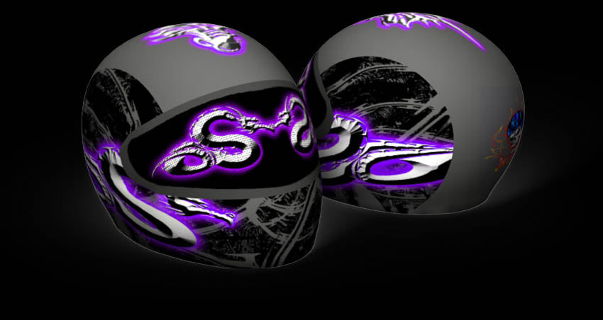 dragon design motorcycle helmet Skullskins Purple Metal Dragon Full Face Motorcycle Helmet Cover