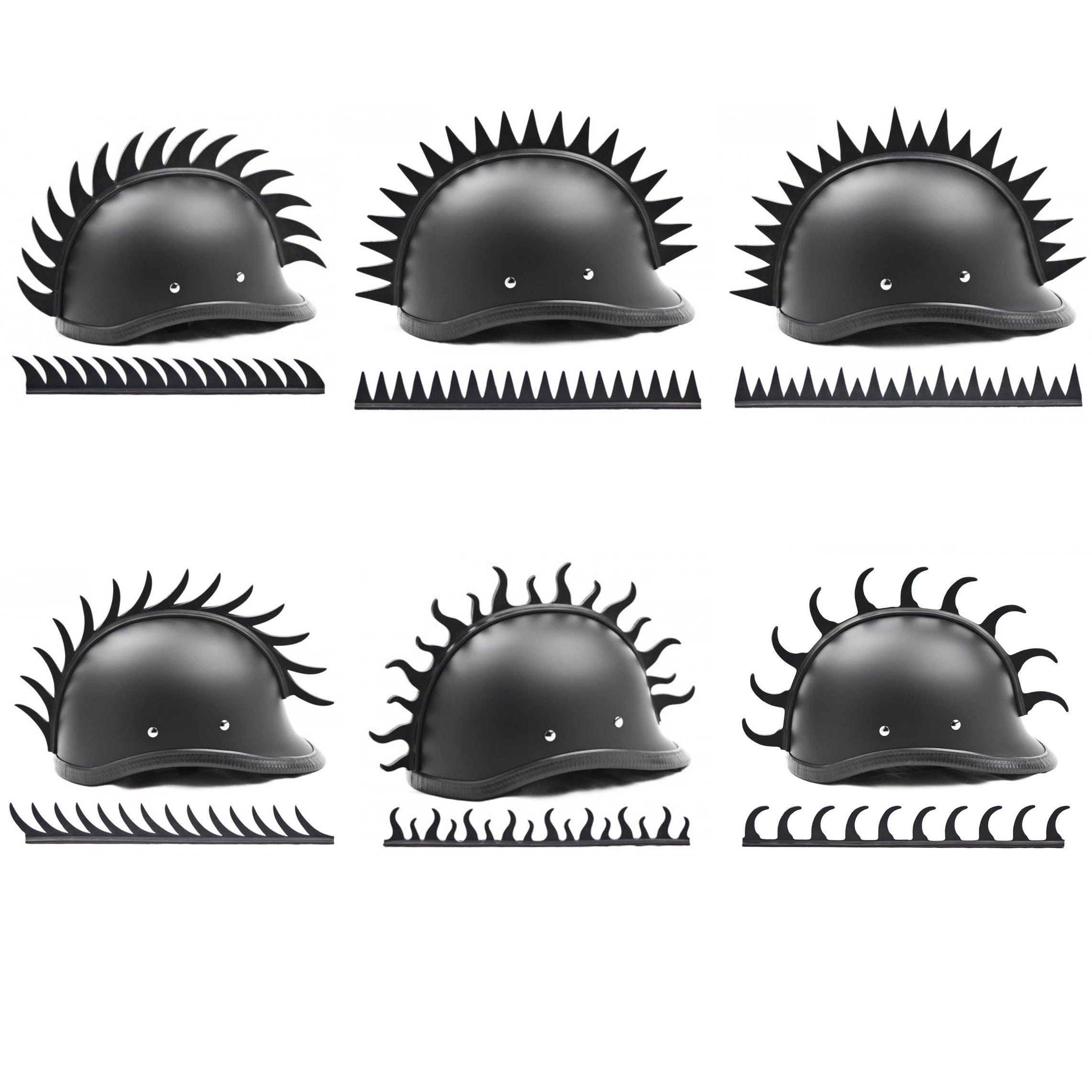 Stick On Rubber Motorcycle Helmet Mohawk (6 Styles)