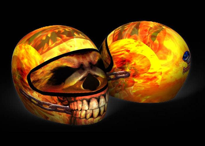 full motorcycle helmet skull Skullskins Skin On Fire Full Face Motorcycle Helmet Cover