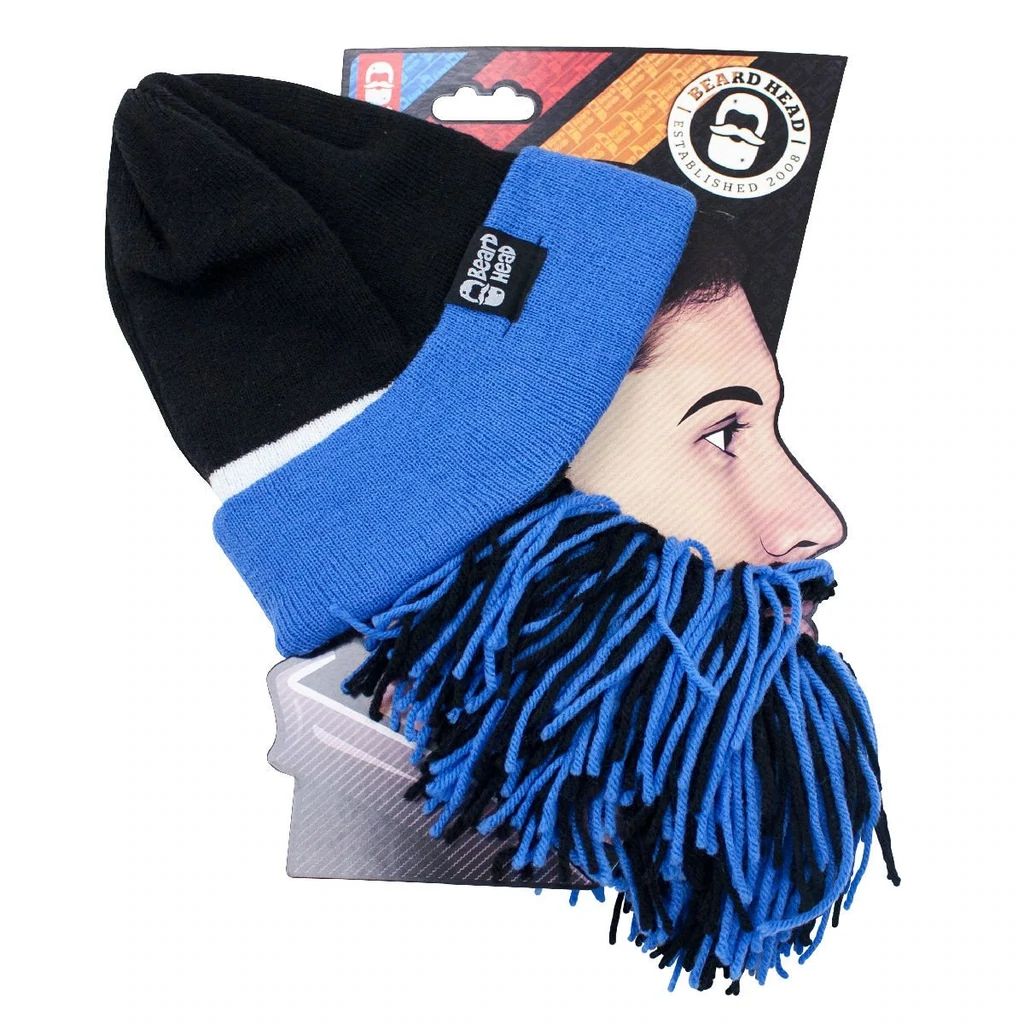 Beard Head Carolina Panthers Colors Barbarian Bearded Face Mask & Hat