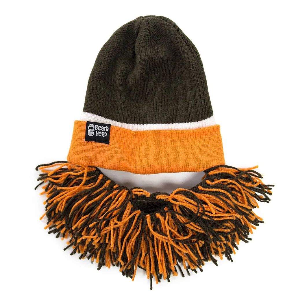 Beard Head Cleveland Browns Colors Barbarian Bearded Face Mask & Hat