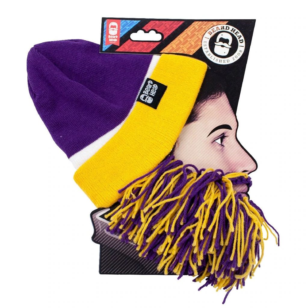 Beard Head Minnesota Vikings Colors Barbarian Bearded Face Mask & Hat