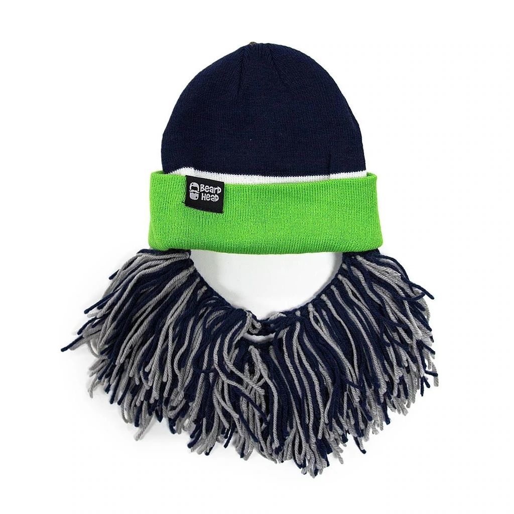 Beard Head Seattle Seahawks Colors Barbarian Bearded Face Mask & Hat