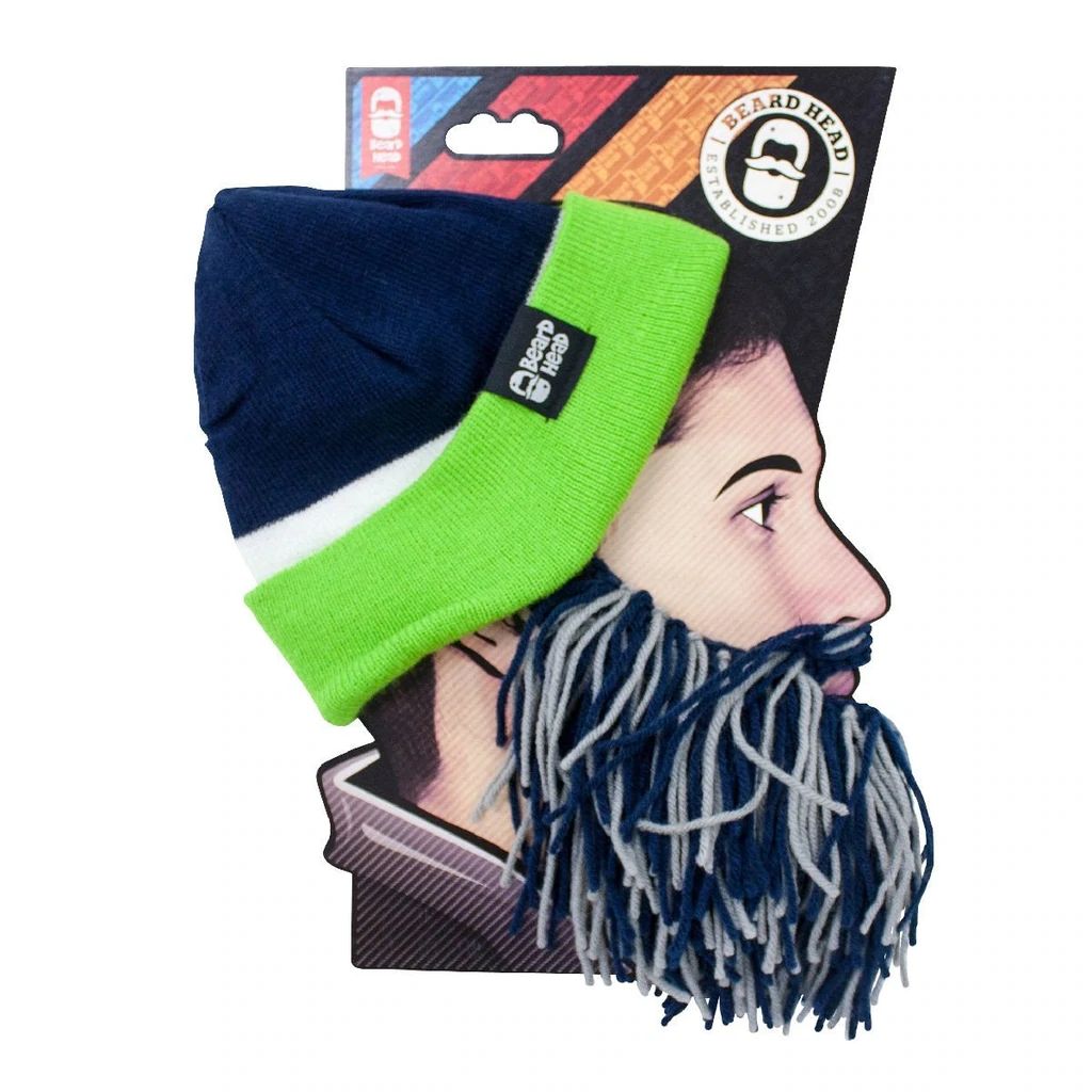 Beard Head Seattle Seahawks Colors Barbarian Bearded Face Mask & Hat