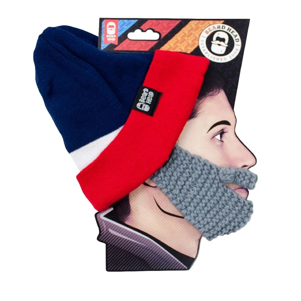 Beard Head New England Patriots Colors Stubble Bearded Face Mask & Hat