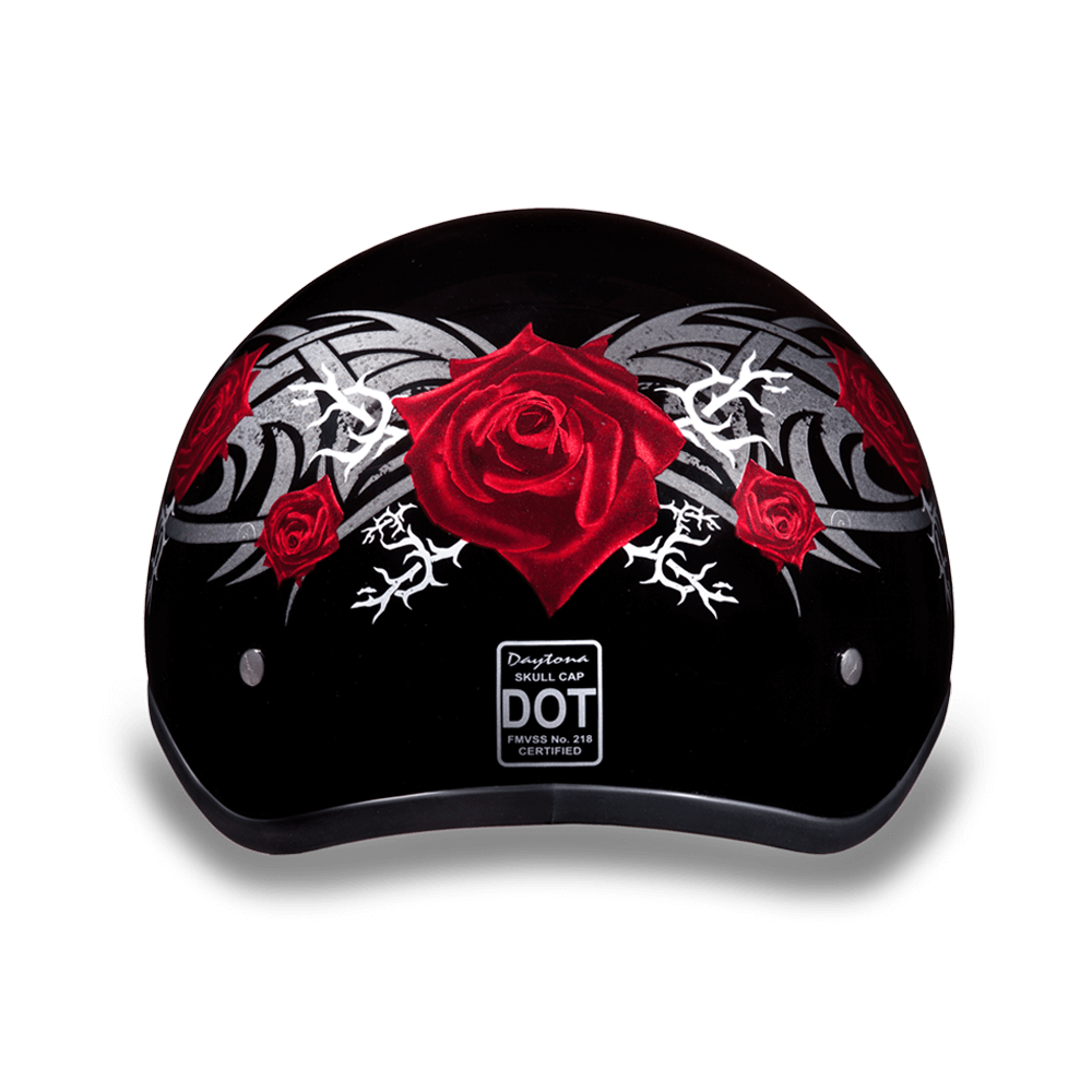 Daytona Rose Skull Cap Half Motorcycle Helmet (2XS - 2XL)