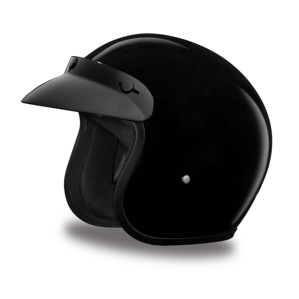 Daytona Cruiser Hi Gloss Black Open Face Motorcycle Helmet