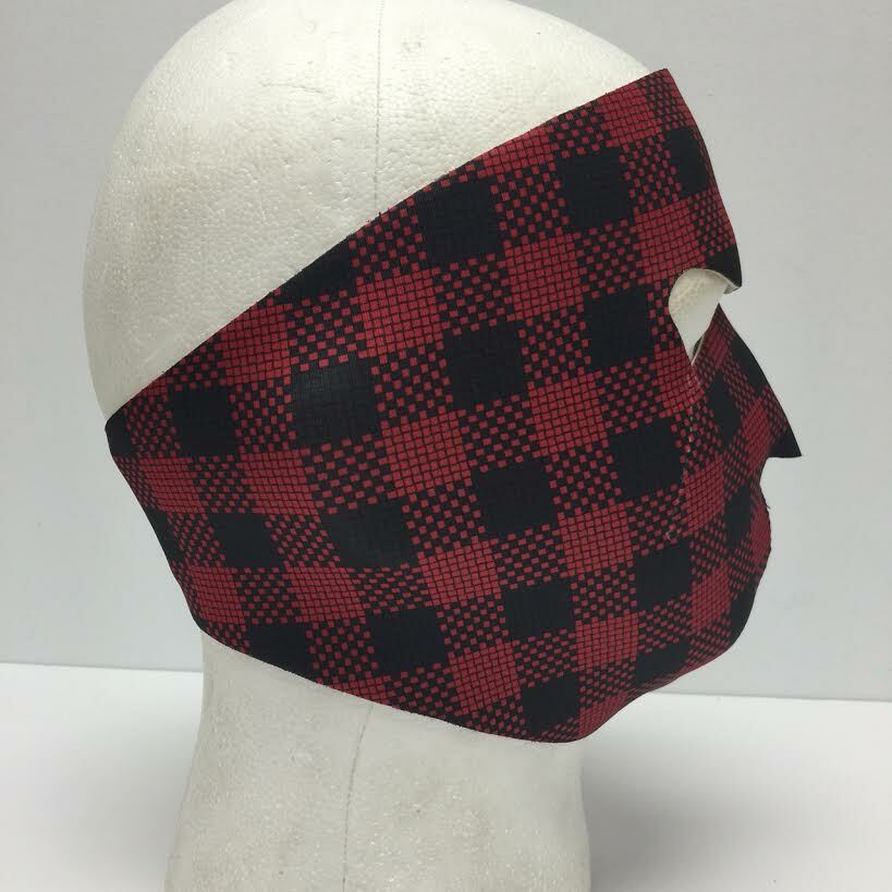 Plaid Red Protective Neoprene Full Face Ski Mask