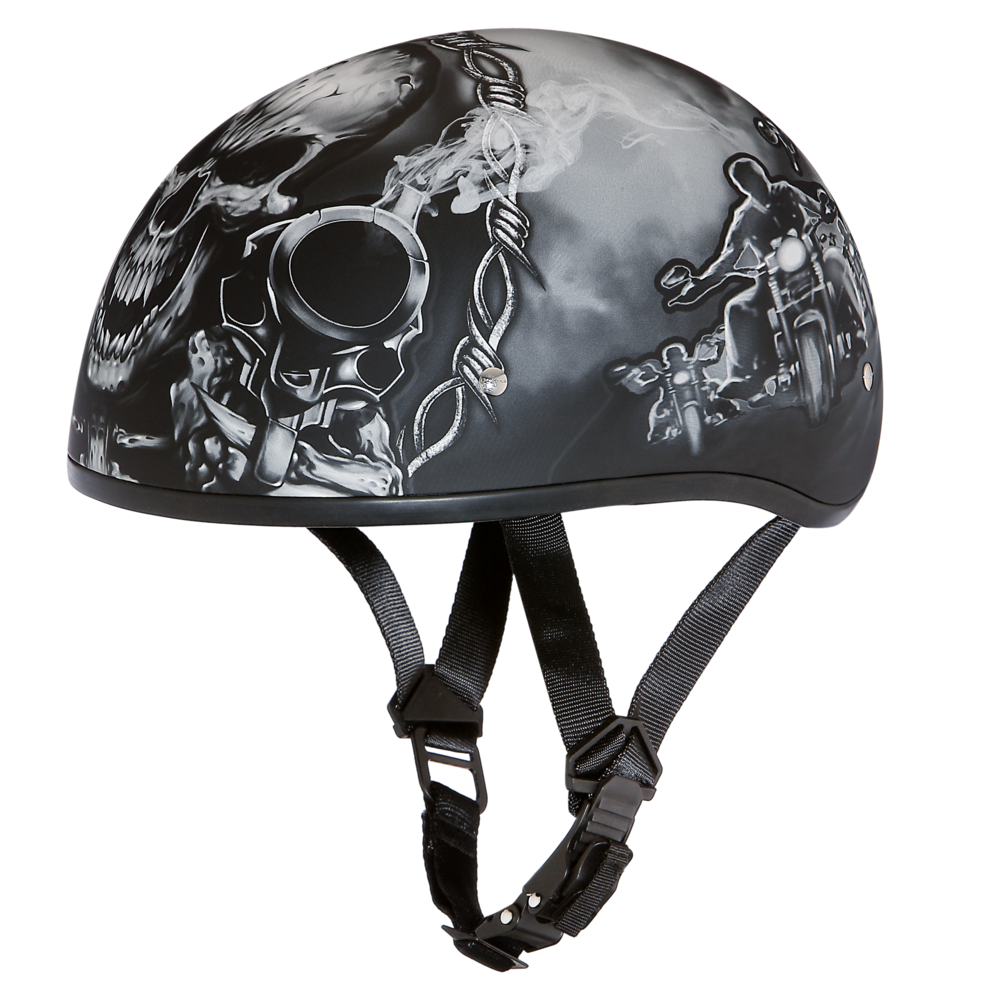 Daytona Skull Cap Guns Half Face Motorcycle Helmet, XL Daytona Skull Cap Guns Half Face Motorcycle Helmet, XL