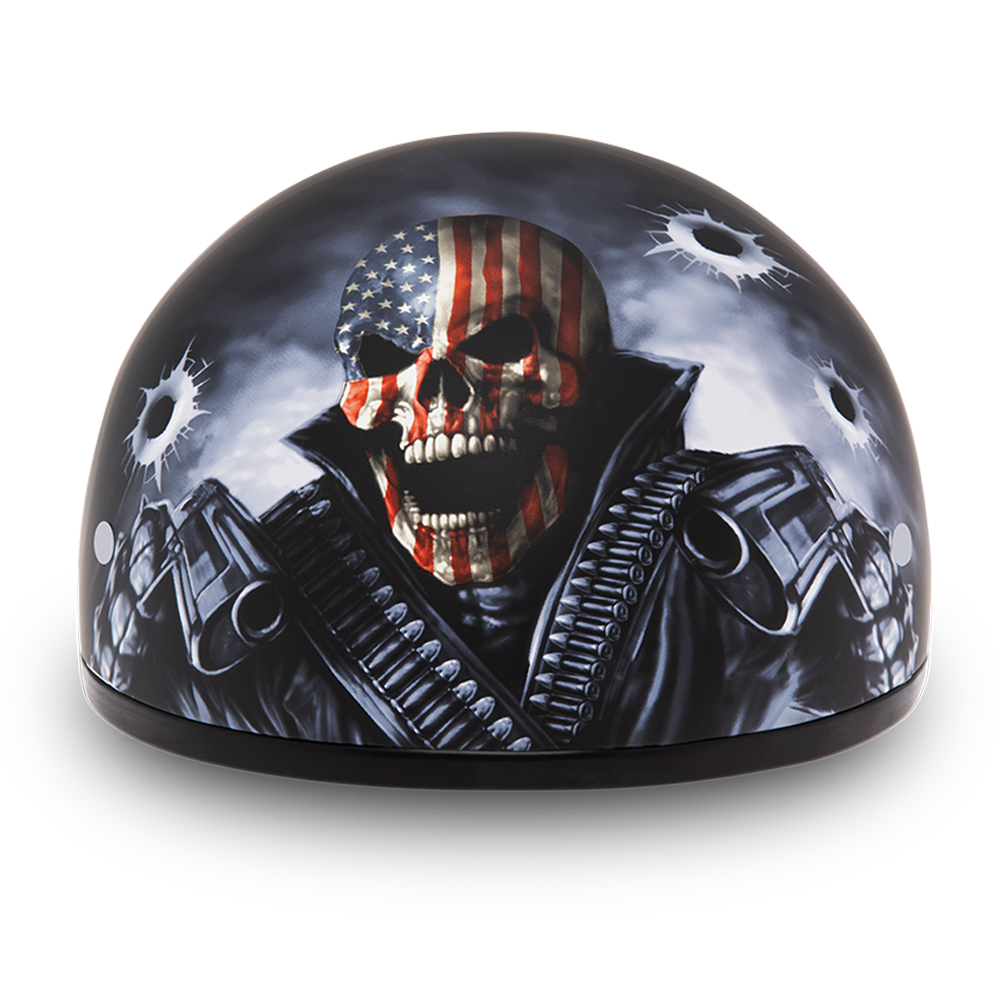 Daytona Come Get Em Skull Cap Half Motorcycle Helmet (2XS - 2XL)