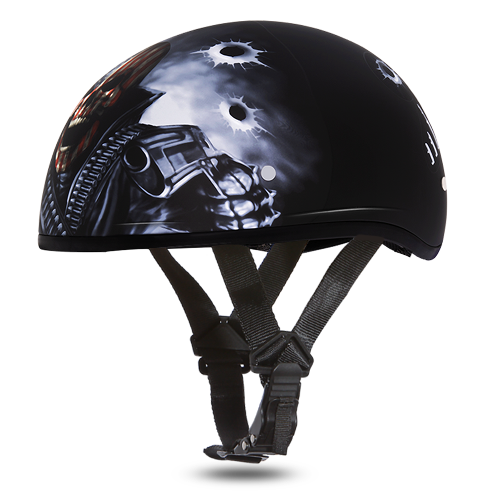 Daytona Come Get Em Skull Cap Half Motorcycle Helmet (2XS - 2XL)