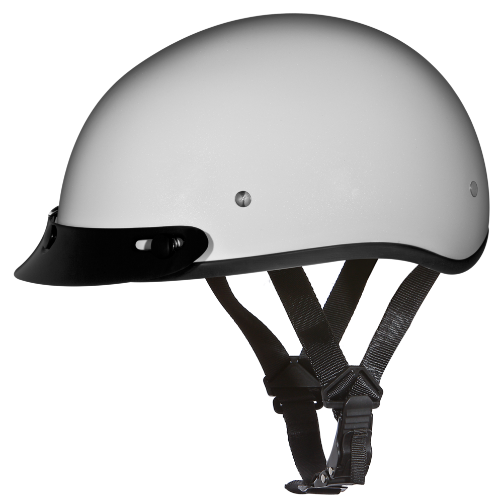 Daytona Pearl White Skull Cap Half Motorcycle Helmet (2XS