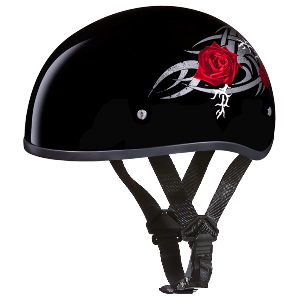 Daytona Rose Skull Cap Half Motorcycle Helmet (2XS - 2XL)