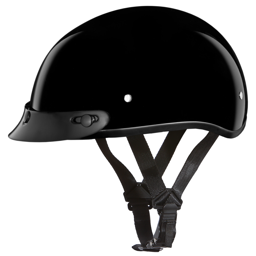 Daytona Hi Gloss Black Skull Cap Half Motorcycle Helmet