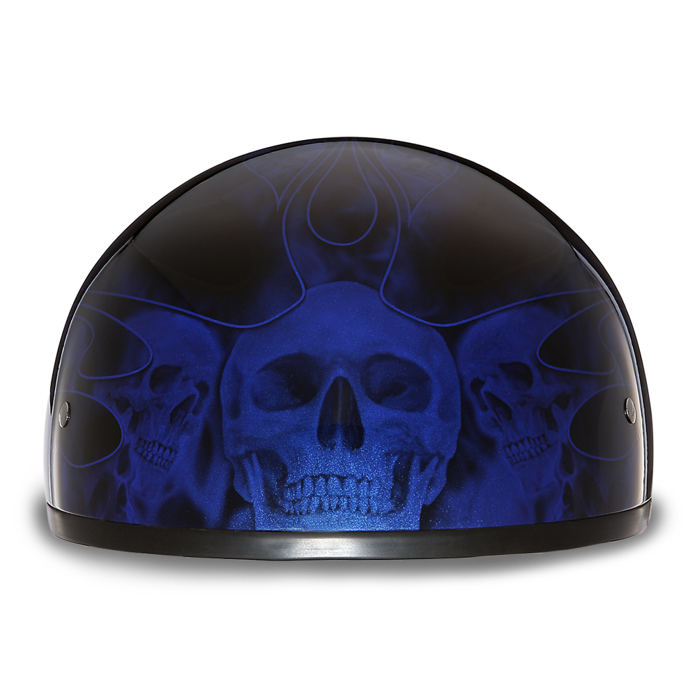 Daytona Skull Flames Blue Skull Cap Half Motorcycle Helmet (2XS - 2XL)