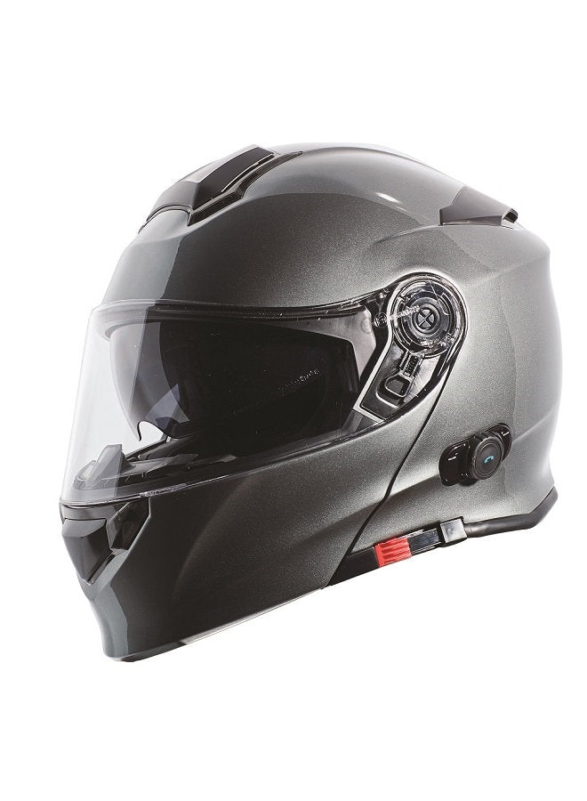 TORC T-28B United Silver Full Face Modular Bluetooth Motorcycle Helmet