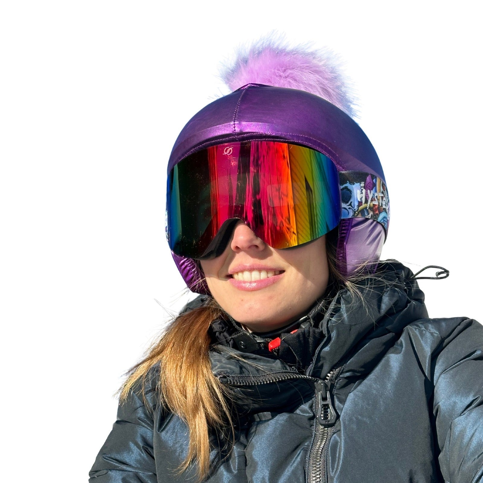 Coolcasc Purple With Purple Pon Pon Helmet Cover