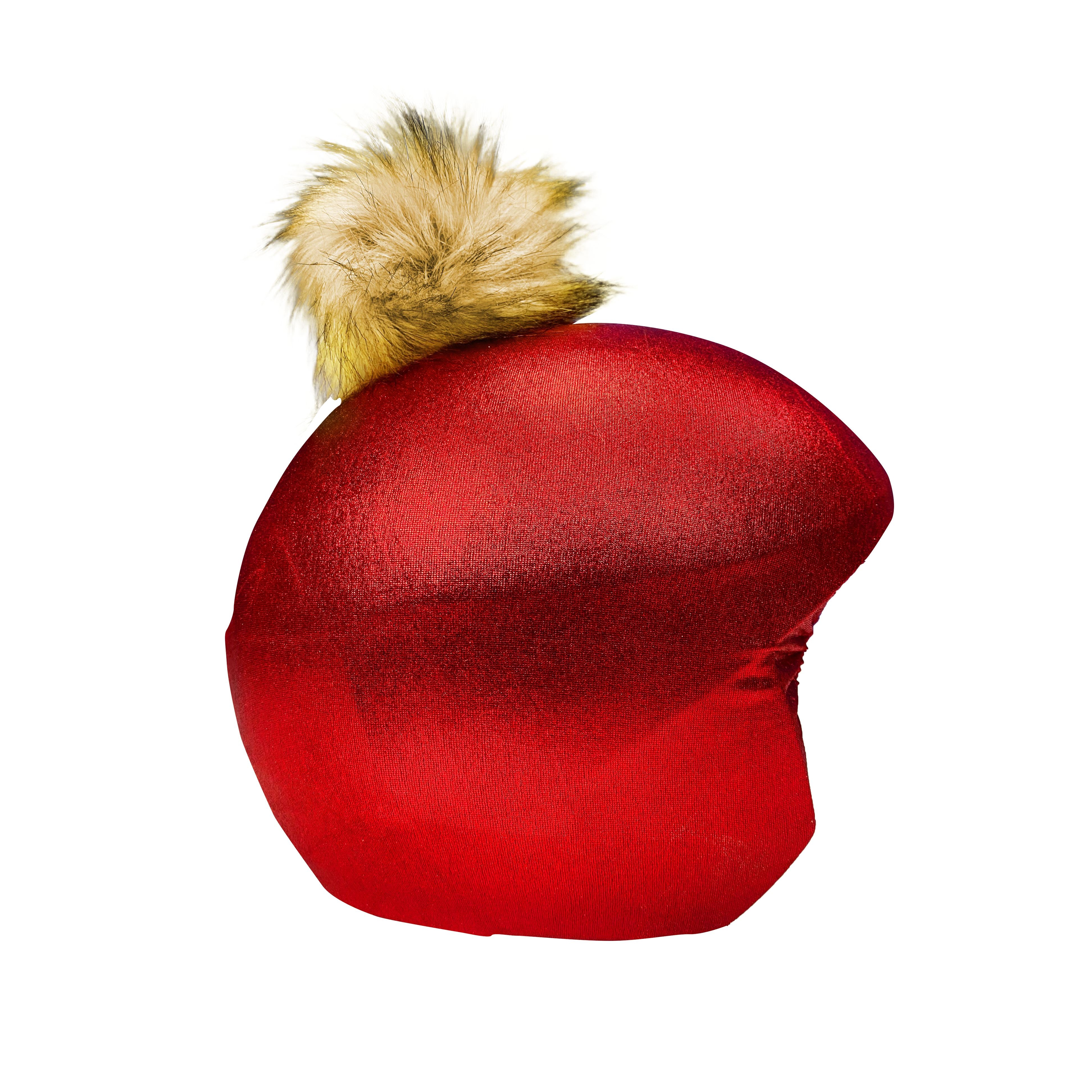 Coolcasc Red With Brown Pon Pon Helmet Cover