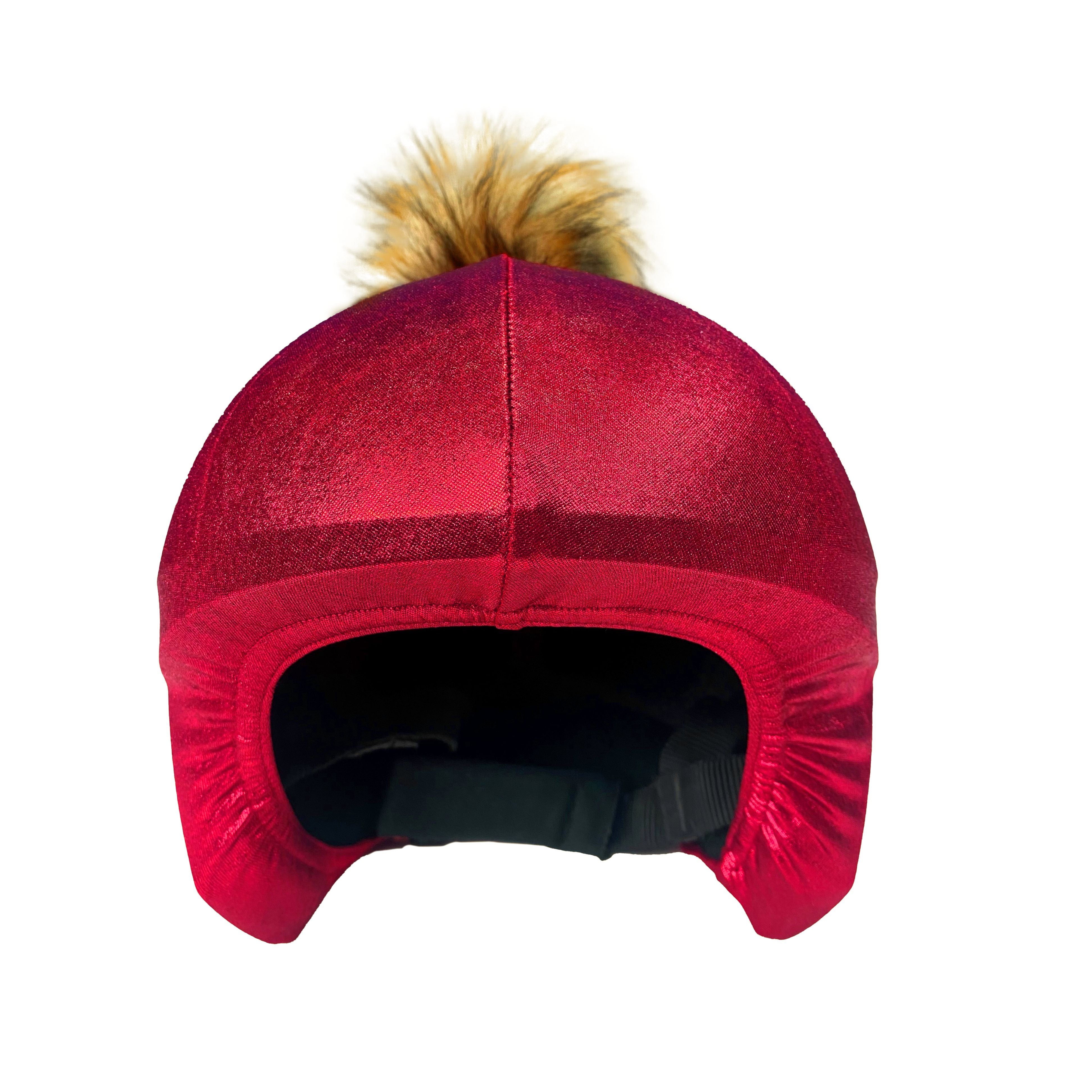 Coolcasc Red With Brown Pon Pon Helmet Cover
